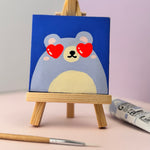Load image into Gallery viewer, Bear Heart Eyes Painted Mini Canvas
