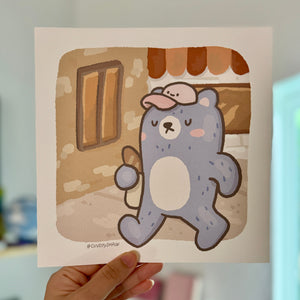 Bear and Baguette Art Print