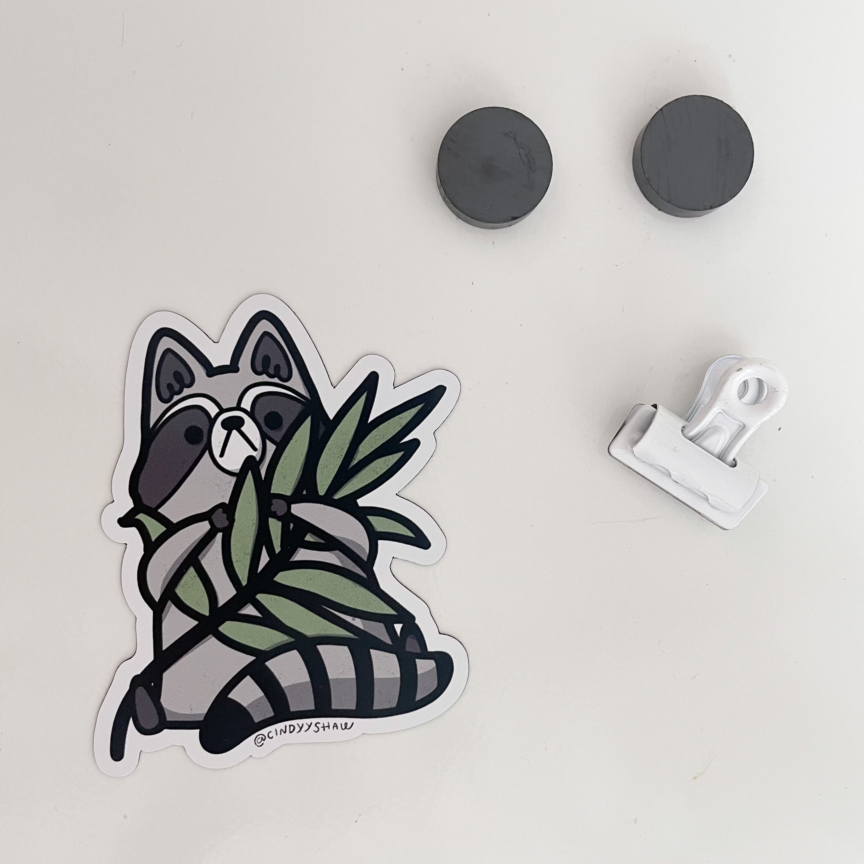 Raccoon with Leaves Magnet