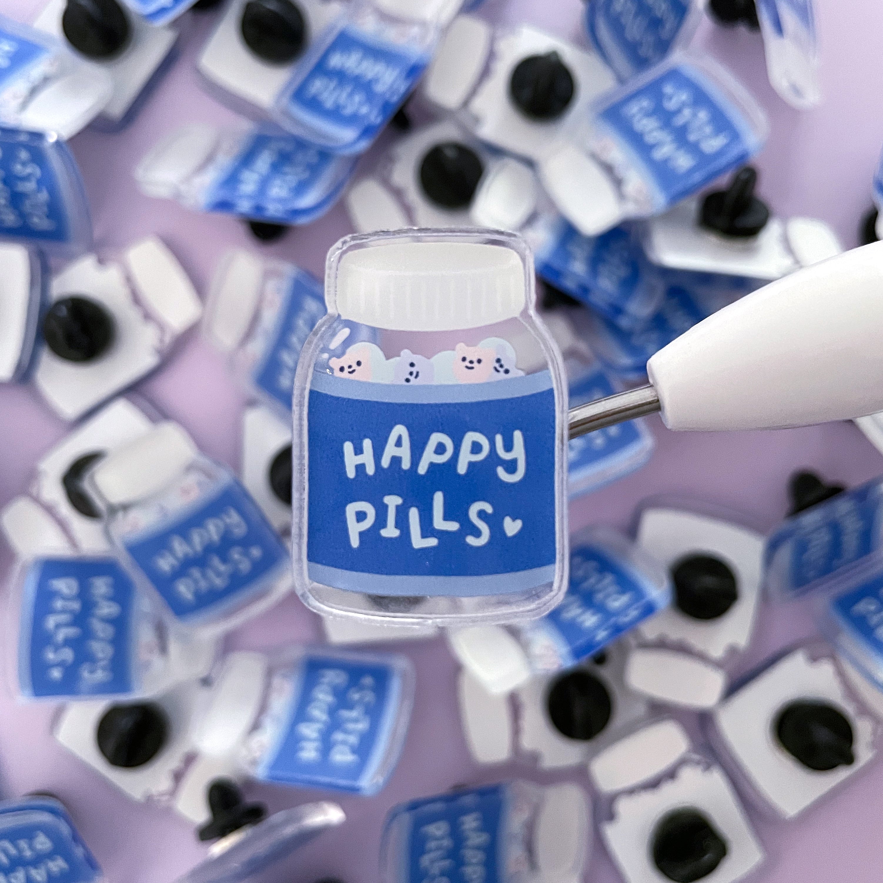 Bear Happy Pills Acrylic Pin