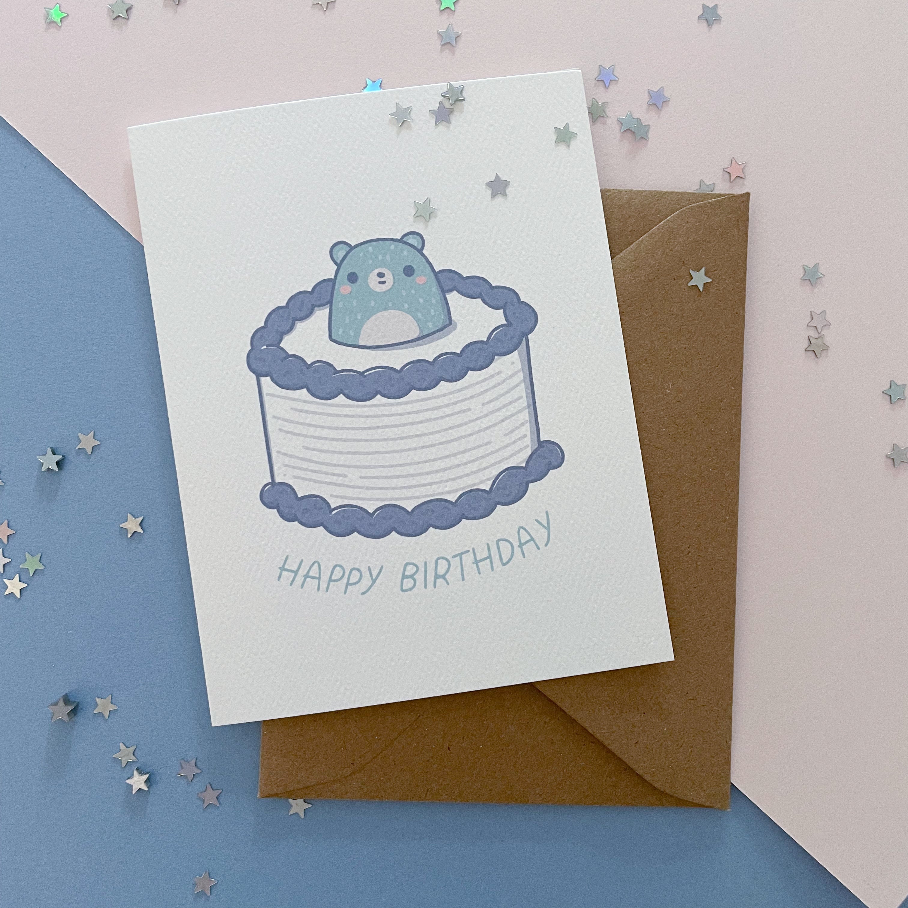 Bear Birthday Cake Card
