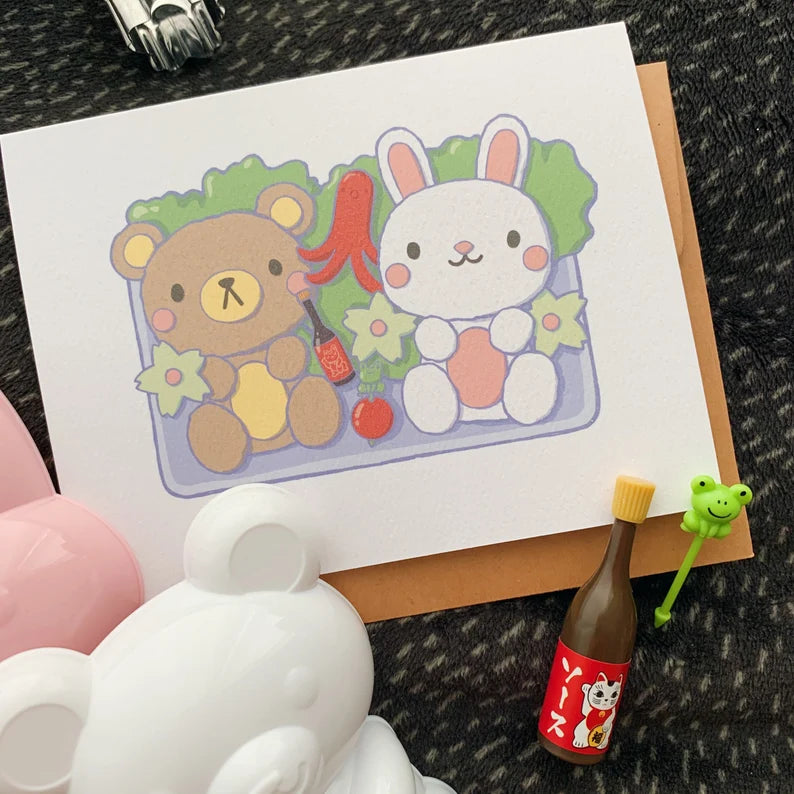 Bear & Bunny Bento Card